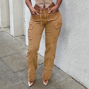 Khaki Cargo Straight Leg jeans